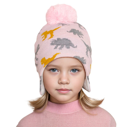 Children's Knitted Hat Dinosaur Jacquard Boys Earmuffs Kids' Headwear