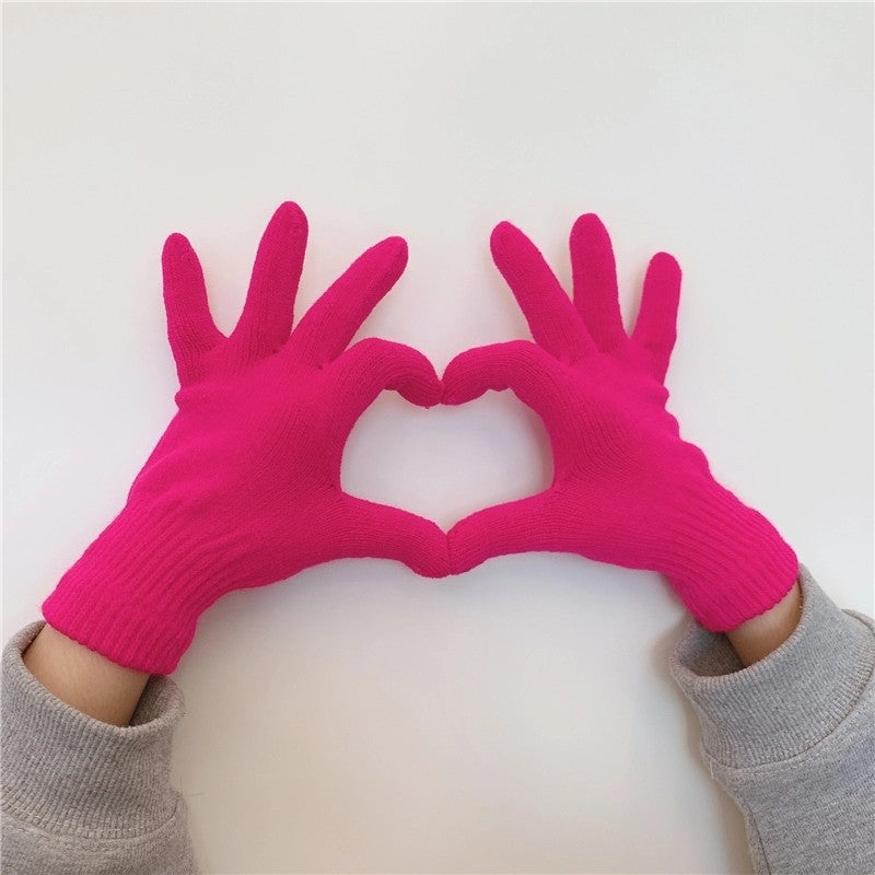 Women's Korean Minority Simple Solid Color Sweet Girly Gloves