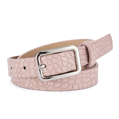 Women's Fashion Candy Color Crocodile Pattern Decoration Belts