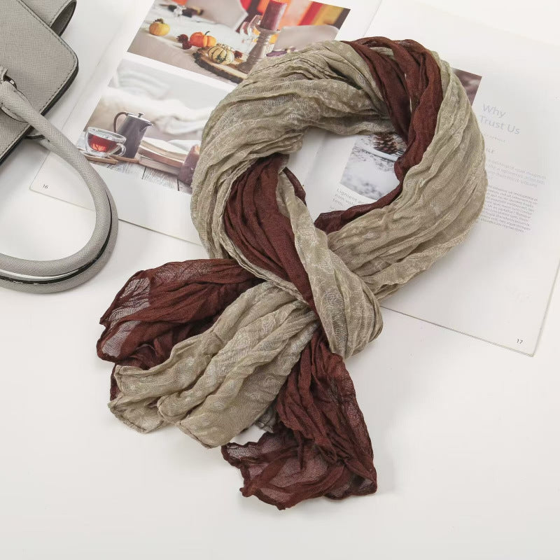 Women's Twist Pleated Simple Korean Floral Shawl Scarfs