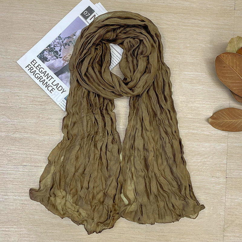 Women's Korean Style Artistic Vintage Crumpled Cotton Scarfs