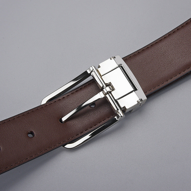 Men's Business Pin Buckle Leather Clipped Button Belts