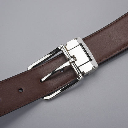 Men's Business Pin Buckle Leather Clipped Button Belts