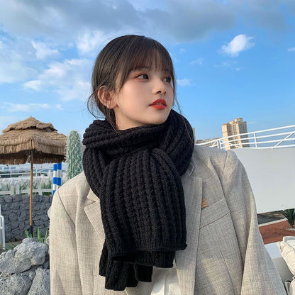 Style Wool Knitted Female Winter Korean Cute Wild Scarfs