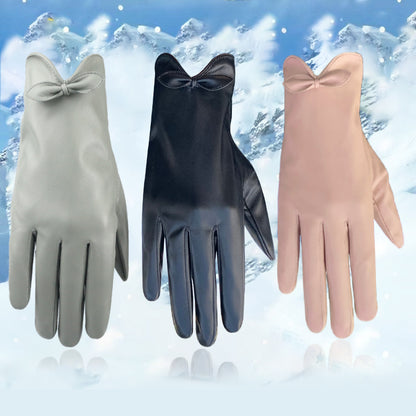 Women's Day Korean Thickened Fleece-lined Warm Bow Gloves