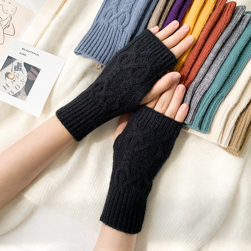 Knitted Half Female Winter Fingerless Finger Gloves