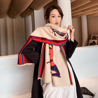 Women's Cashmere Mid-length Air Conditioning Shawl Retro Scarfs