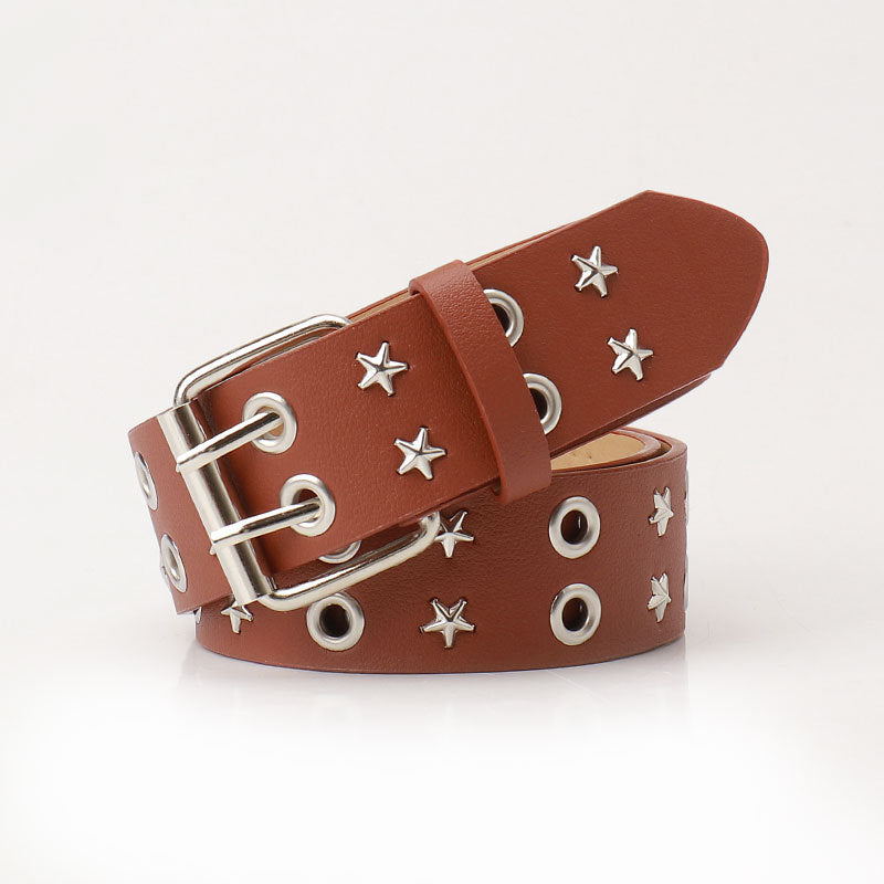 Women's Air Eye Female Rivet Punk Double Belts