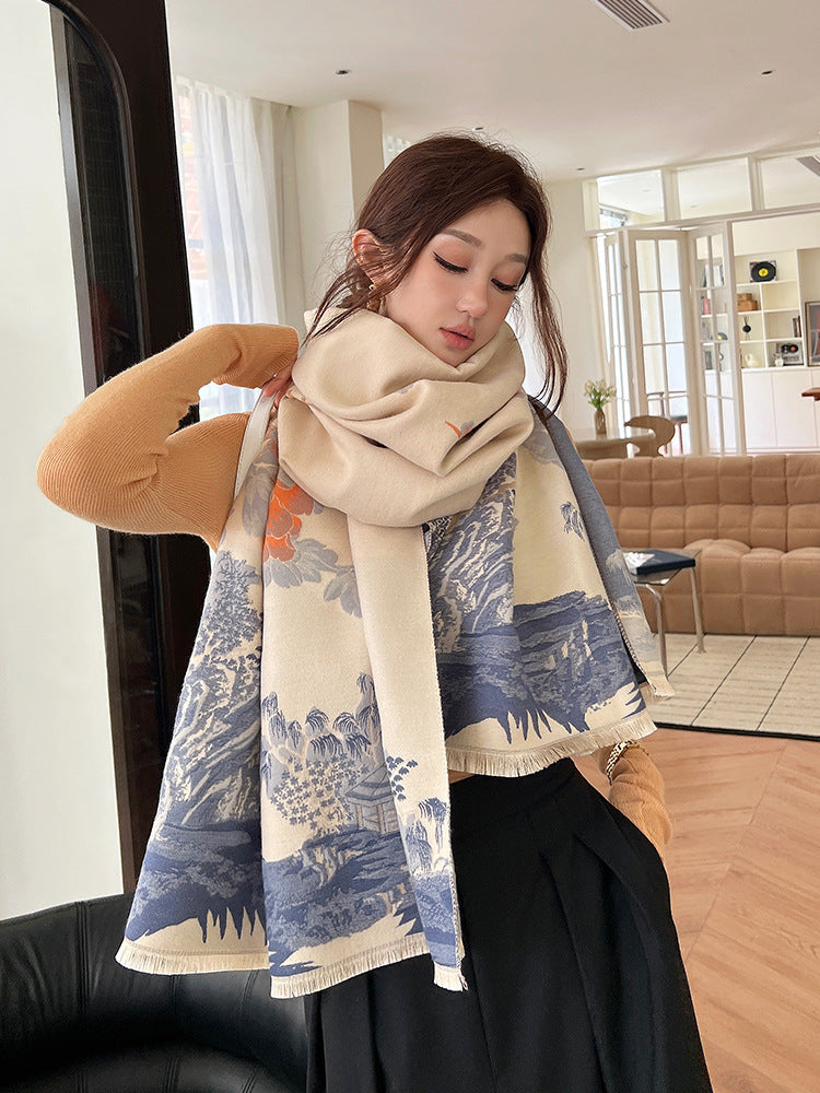 Women's Chinese Style Thickened Air-conditioned Room Shawl Neck Protection Scarfs