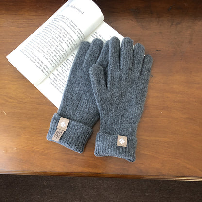 Surrogate Shopping Wool Solid Color Five Finger Gloves