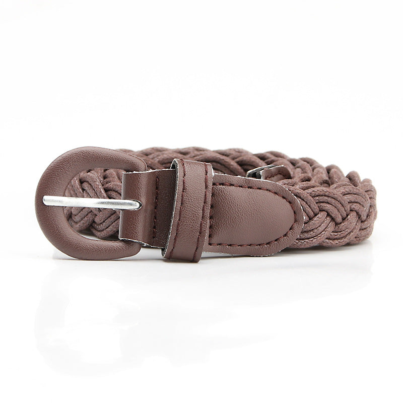 Women's Retro Style Wax Rope Woven Iron Belts