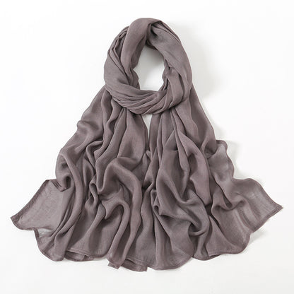 Malay Indonesian Rayon Monochrome Wide-brimmed Thin Scarfs