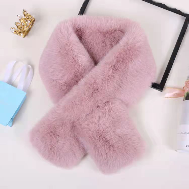 Faux Rabbit Fur Cross Cute Korean Style Versatile Scarfs