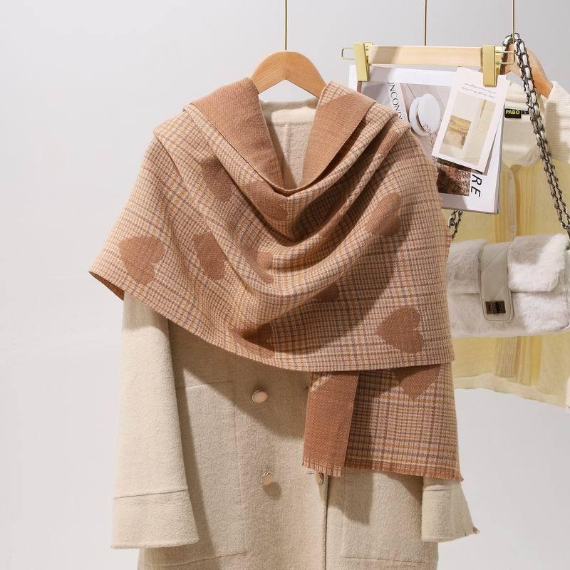 Love Plaid Artificial Cashmere Korean Style Scarfs