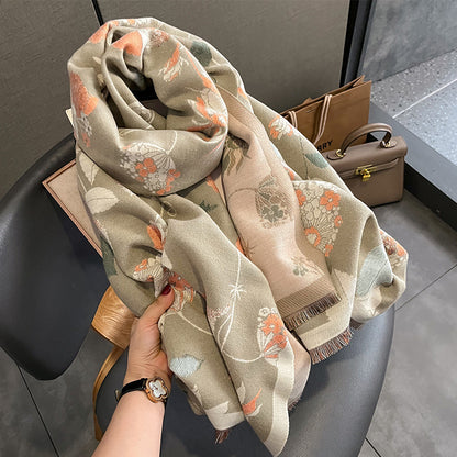 Women's Artificial Cashmere Korean Printed Elegant Warm Scarfs