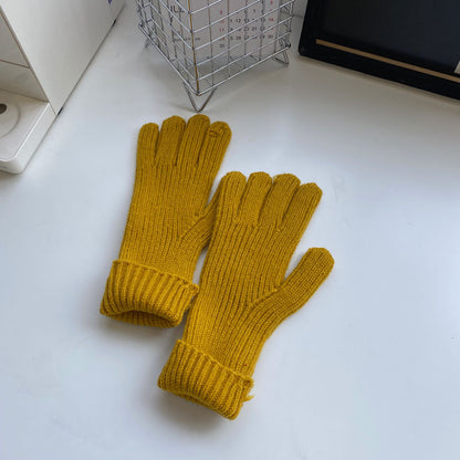 Knitted Five-finger Long Touch Screen Keep Warm Gloves