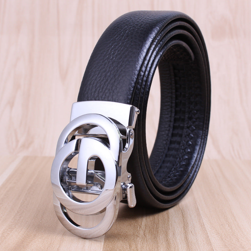 Men's First Layer Cow Leather Automatic Buckle Casual Belts