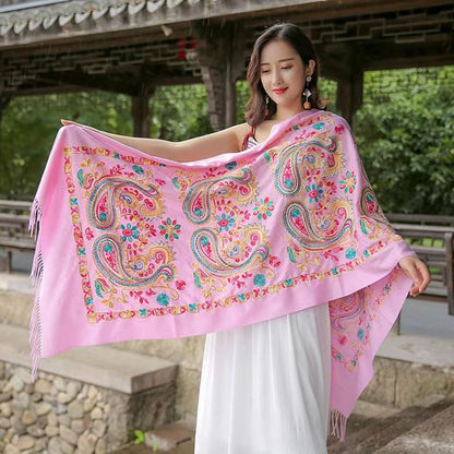 Women's Embroidered Ethnic Style Shawl Warm Tassel Scarfs