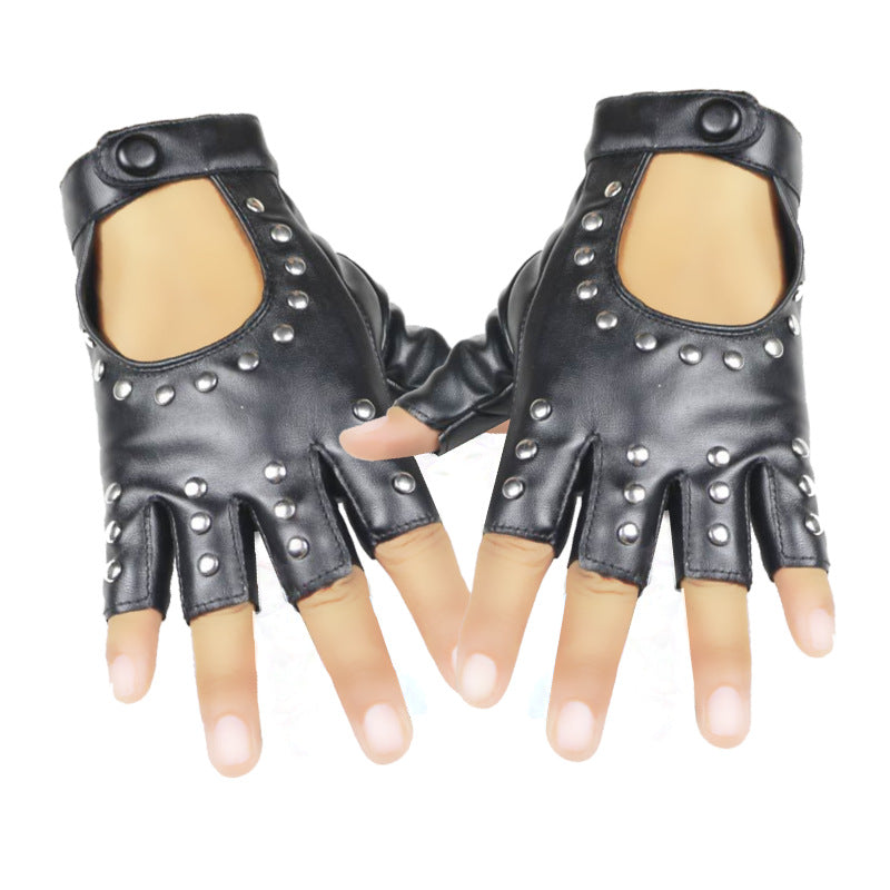 Women's & Men's Leather Ding Nightclub Performance Pole Dance Gloves