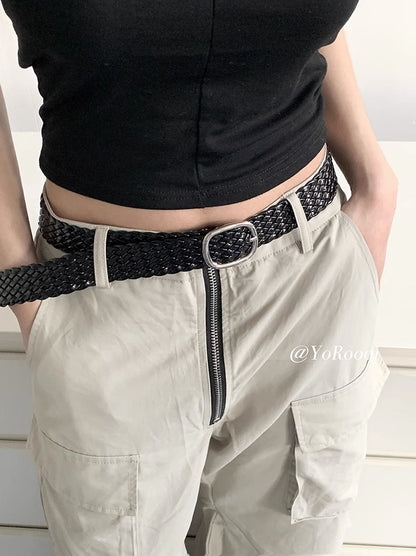 Women's Niche Design Woven Pin Buckle Simple Korean Style Belts