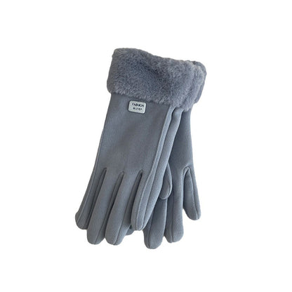 Women's Warm Thickened Cute Ladies Cycling Cold Protection Fleece-lined Five-finger Gloves