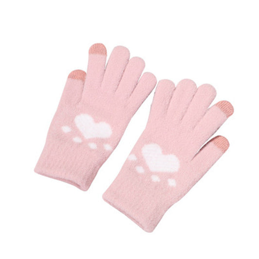 Women's Touch Screen Cat's Paw Warm Fashion Veet Padded Gloves