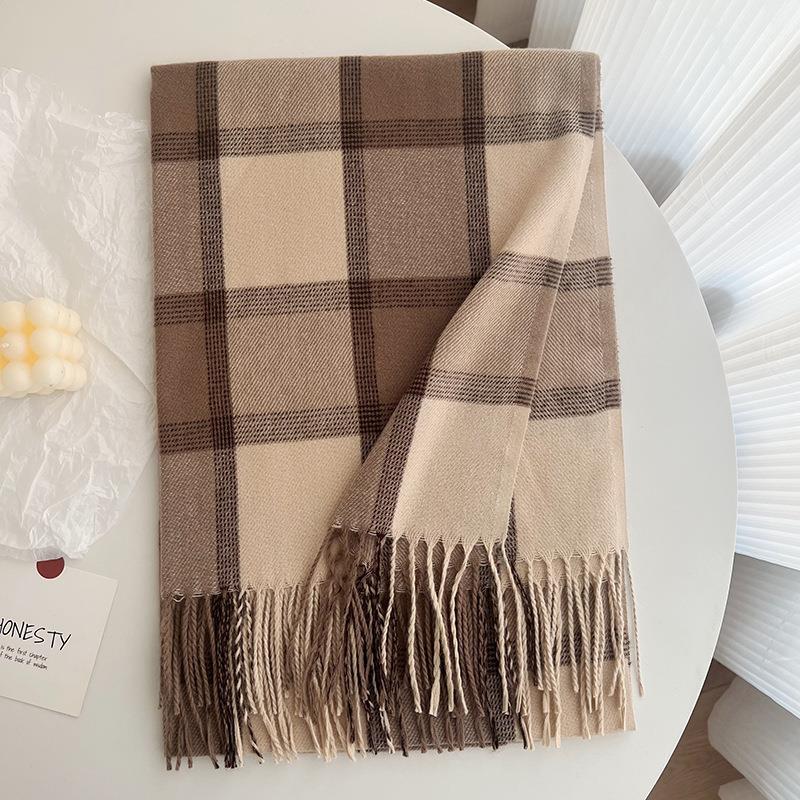 Women's & Men's Korean Style Winter Cashmere Vintage Plaid Scarfs