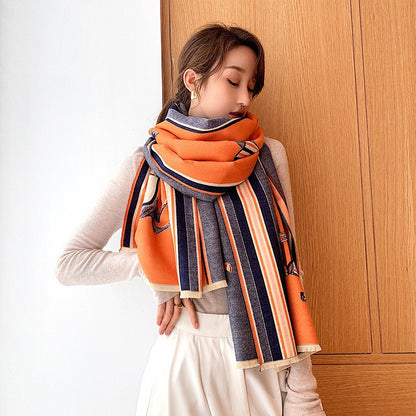 Women's Cashmere Mid-length Air Conditioning Shawl Retro Scarfs