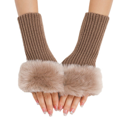 Women's Oversleeve Knitted Warm Open Finger Arm Gloves