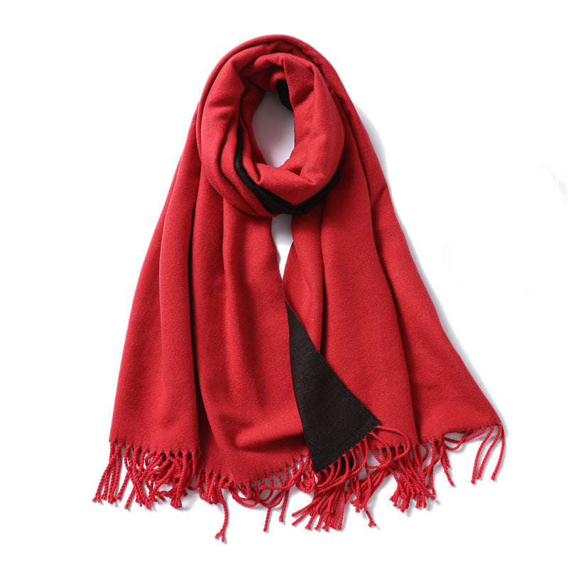 Women's & Men's Cashmere Winter Thickened Warm Double-sided Two-color Scarfs