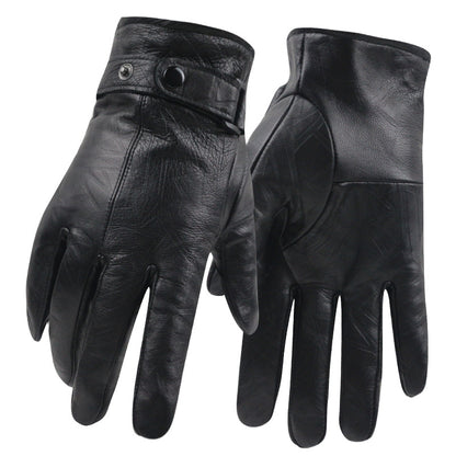 Men's Genuine Leather Fleece-lined Riding Motorcycle Thickened Gloves