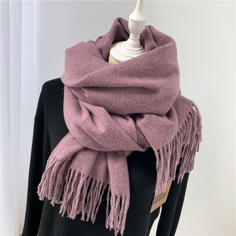 Women's Korean Style Fashion Labeling Solid Color Scarfs