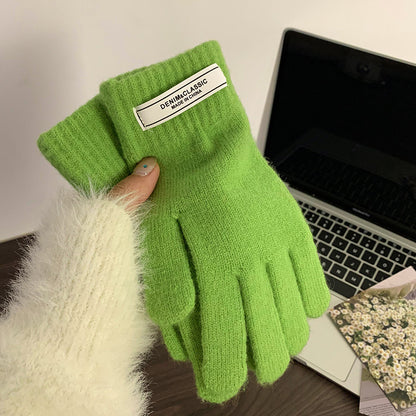 Women's Korean Minority Simple Solid Color Sweet Girly Gloves