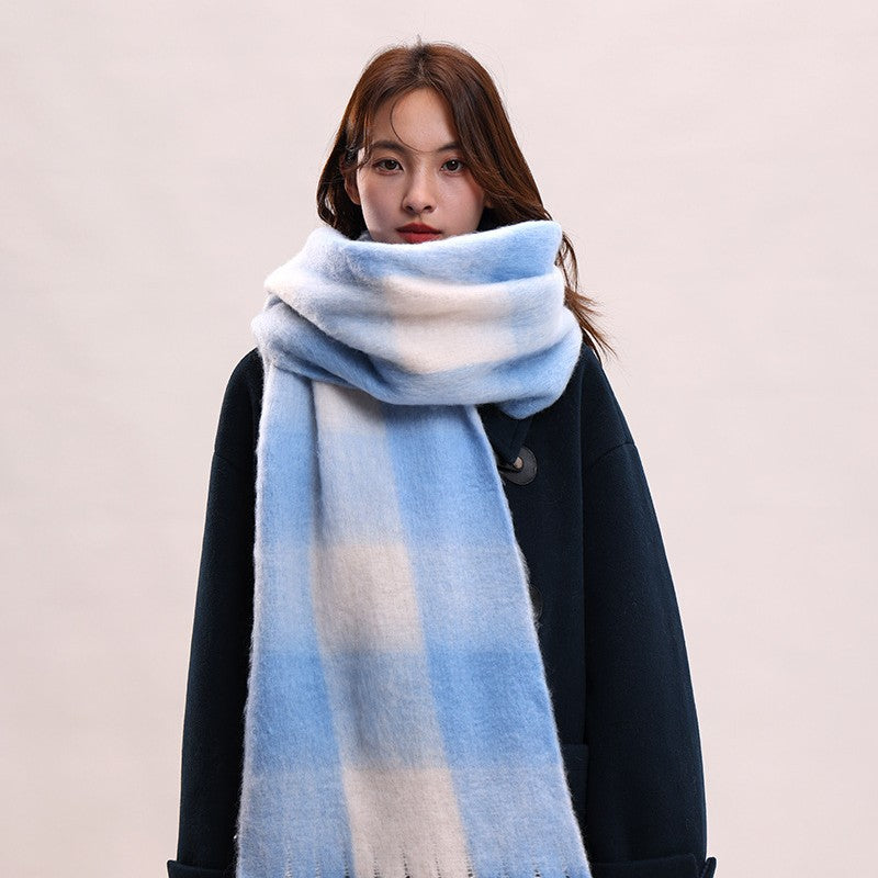 Women's Plaid Korean Thickened British Shawl High-grade Scarfs