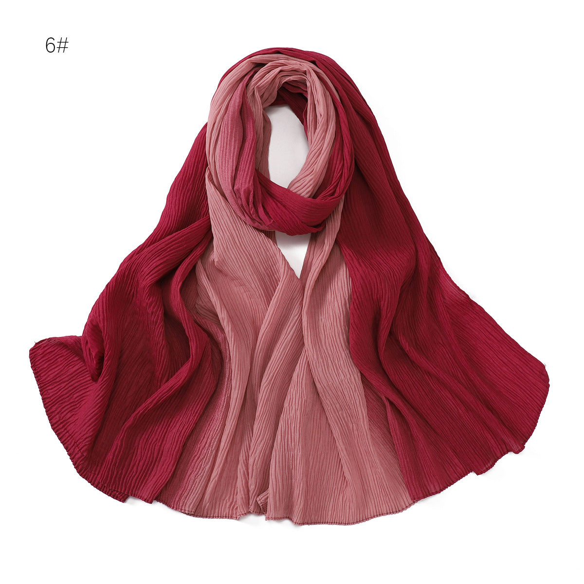 Women's Fashion Travel Gradient Color Pleated Composite Scarfs