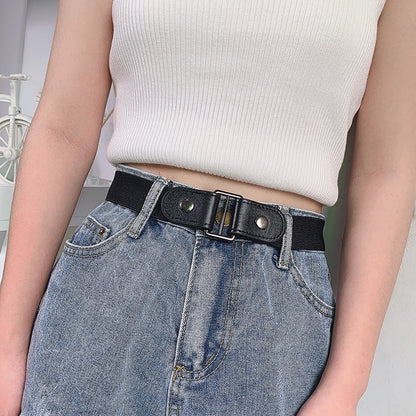 Men's Seamless Lazy Pant Elastic Jeans Female Belts