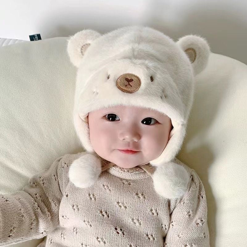 Bear Hat Beanie Boy Plush Bonnet Thickened Kids' Headwear