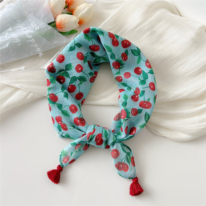 Women's Linen Small Square Towel Neck Decorative Scarfs