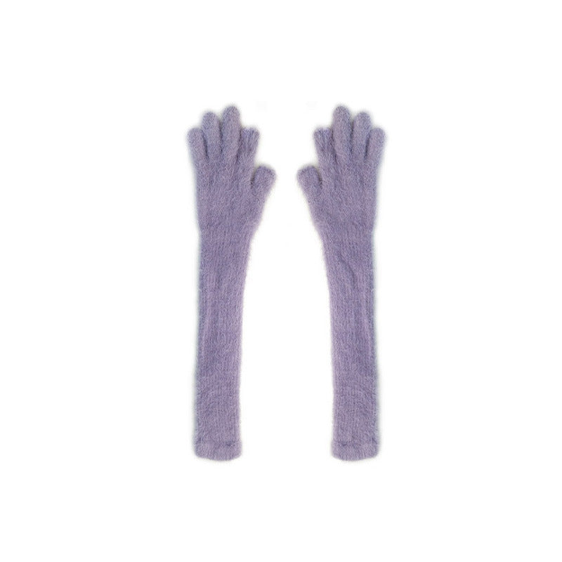 Women's Designer Model Candy Color Lengthened Fingerless Knitted Knitting Wool Gloves