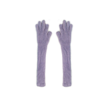 Women's Designer Model Candy Color Lengthened Fingerless Knitted Knitting Wool Gloves