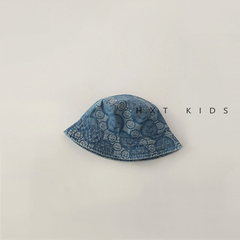 Children's Smiley Face Sunshade Denim Boy Sun Kids' Headwear