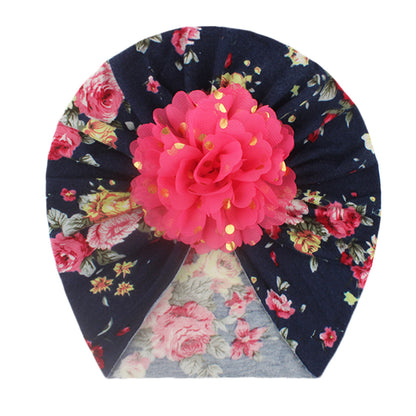 Children's Bronzing Flower Hat Printed Sleeve Comfortable Kids' Headwear