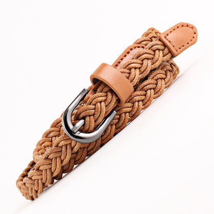 Women's Casual Wax Rope Woven Pin Buckle Belts