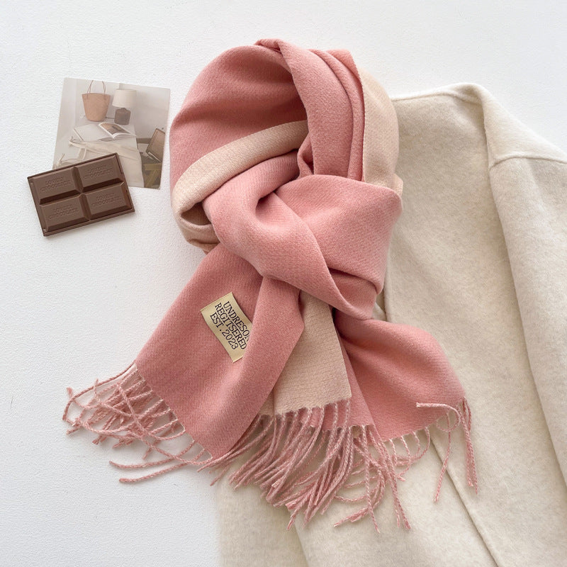 Color Artificial Cashmere Female Winter Korean Thick Warm Scarfs