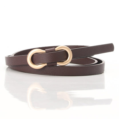 Women's Summer Small Gold Buckle Flat Knotted Belts