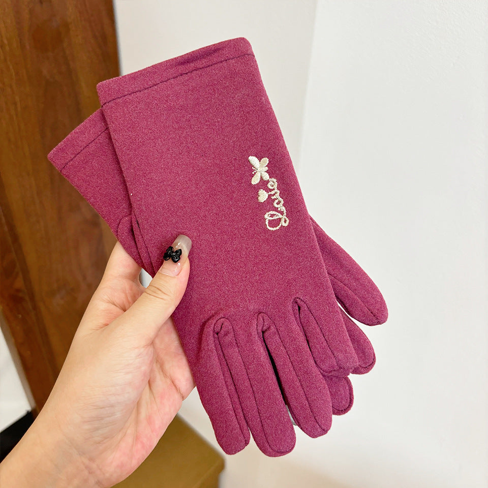 Women's Veet Winter Warm Five-finger Outdoor Riding Touch Gloves