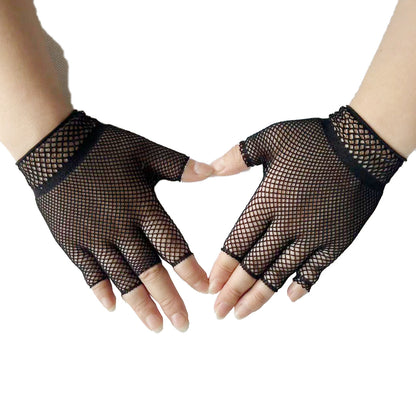 Fishnet Hot Summer High Black White Gloves