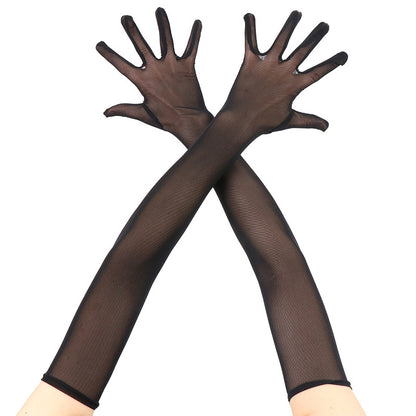 Gauze Lace Female Black Silk Sexy Gloves