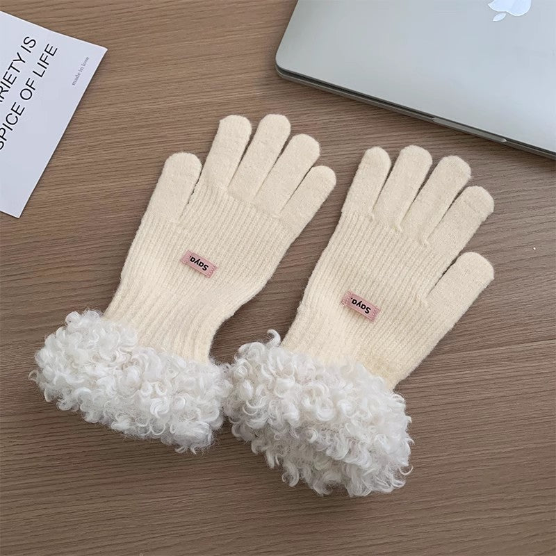 Women's Knitted Warm Cycling Five Fingers Separated Touch Gloves