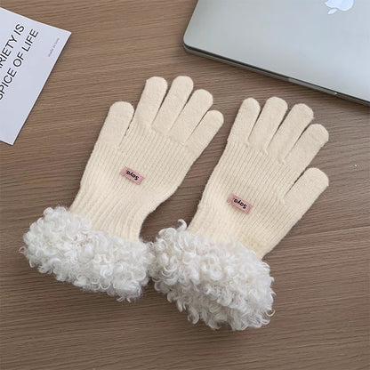 Women's Knitted Warm Cycling Five Fingers Separated Touch Gloves